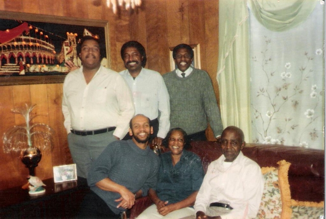 Lonnie Cobb with his son Trent and friends