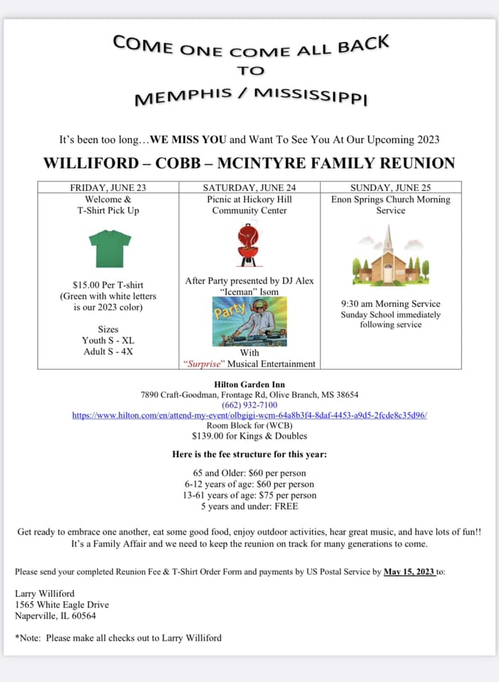 Williford-Cobb-McIntyre Family reunion